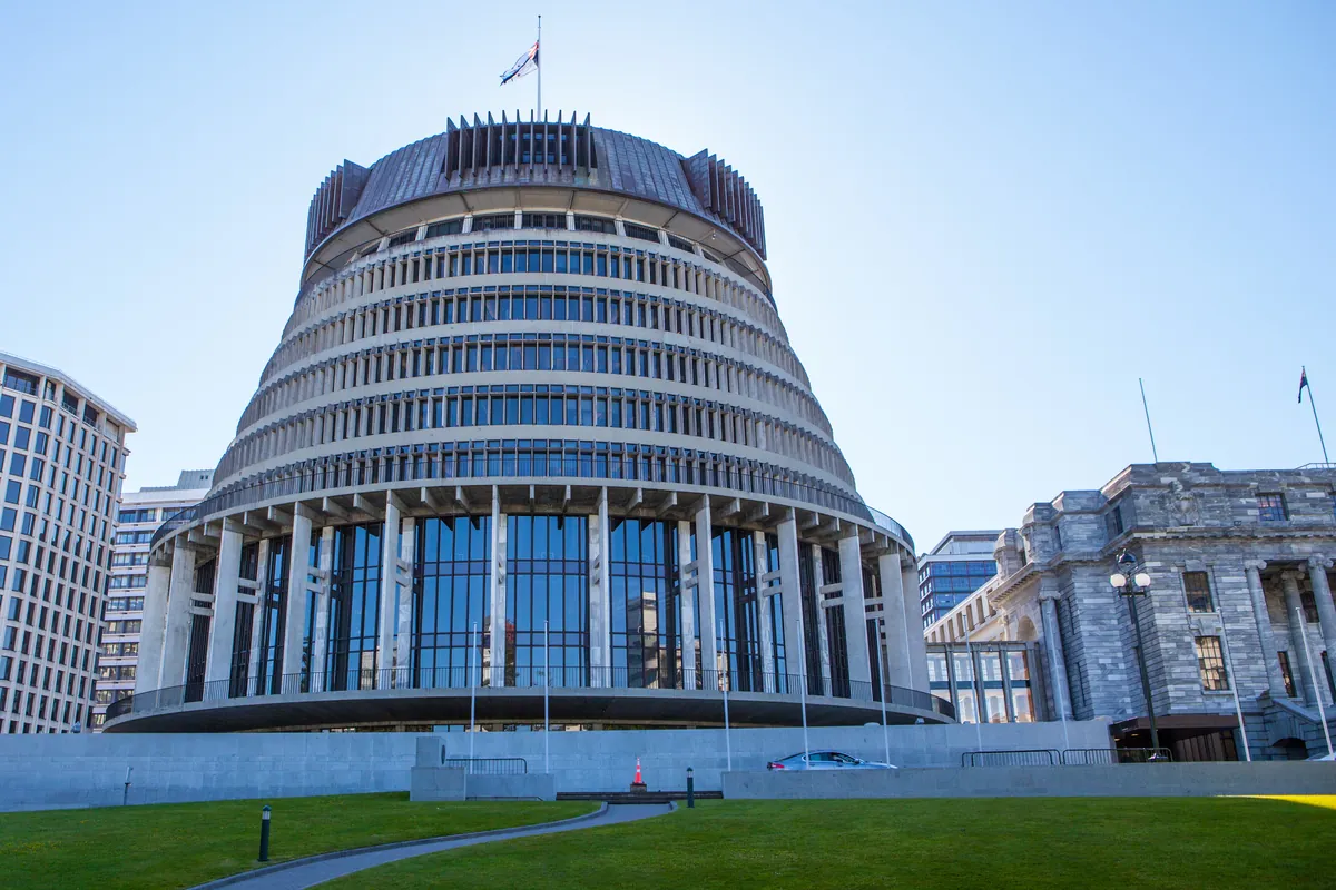 The Beehive in Wellington’s central government precinct