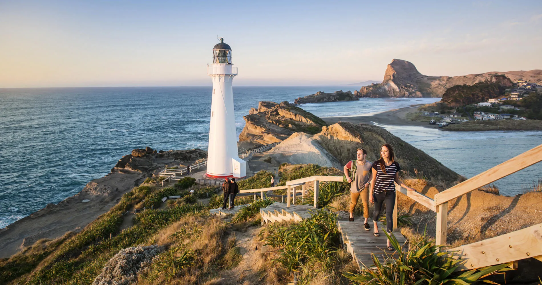 Lighthouse and rocky coastline at Castlepoint, Wairarapa