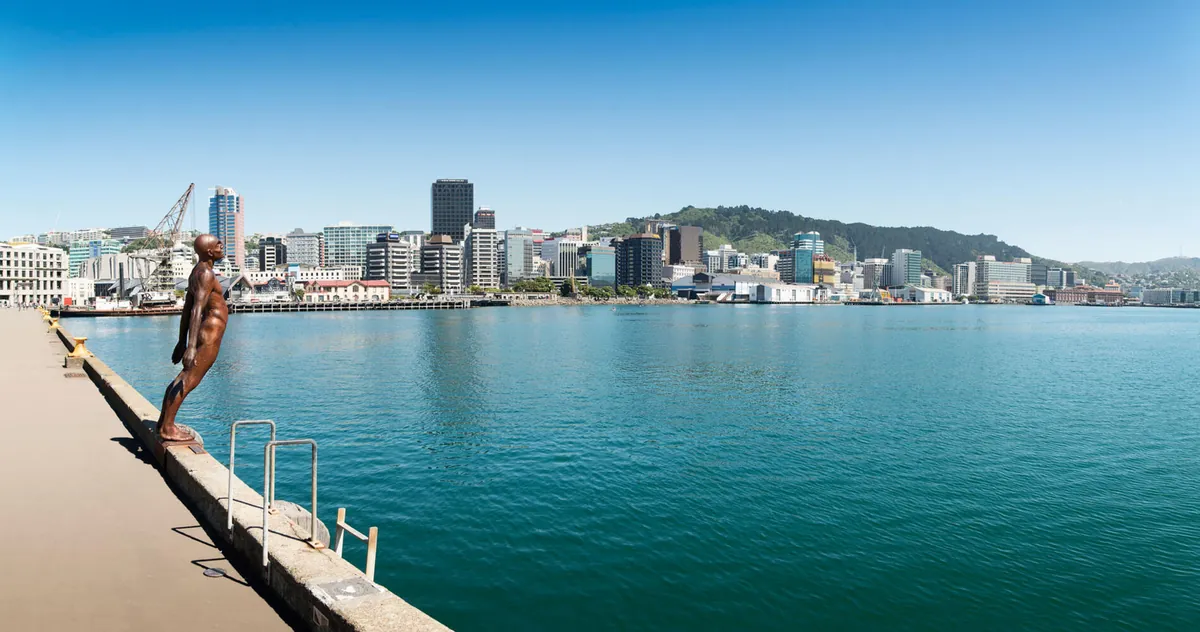 Wellington waterfront and the city beyond the harbour